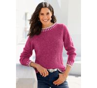 Rundhalspullover INSPIRATIONEN "Pullover", Damen, Gr. 36, pink (magenta, ecru, gemustert), 90% Polyacryl, 6% Polyamid, 4% Wolle, gemustert, Pullover Rundhalspullover (99690869-36) magenta, ecru, gemus