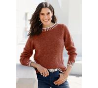 Rundhalspullover INSPIRATIONEN "Pullover", Damen, Gr. 42, orange (rostrot, ecru, gemustert), 90% Polyacryl, 6% Polyamid, 4% Wolle, gemustert, Pullover Rundhalspullover (59398800-42) rostrot, ecru, gem