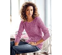 Rundhalspullover INSPIRATIONEN "Pullover", Damen, Gr. 44, lila (fuchsia, gemustert), 45% Polyacryl, 43% Baumwolle, 12% Polyester, gemustert, mehrfarbig, figurbetont, Pullover Rundhalspullover (457347-