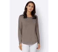 Rundhalspullover INSPIRATIONEN "Pullover", Damen, Gr. 50, grau (taupe), 100% Baumwolle, unifarben, Pullover Rundhalspullover (70286118-50) taupe