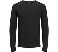 Rundhalspullover JACK & JONES "EMIL KNIT", Herren, Gr. M, schwarz, Obermaterial: 60% Baumwolle, 20% Nylon, 20% Viskose, normal, Rundhals, Pullover Rundhalspullover (94539108-M) schwarz