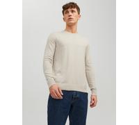 Herren Jack & Jones Dünner Langarm Strickpullover | Rundhals Basic Sweater | Shirt Jumper JJEEMIL, Farben:Hellgrau, Größe Pullover:XS