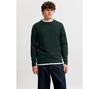 Rundhalspullover JACK & JONES "JJEBASIC KNIT CREW NECK NOOS", Herren, Gr. XXL, grün (scarab), Strick, Obermaterial: 100% Baumwolle, unifarben, regular fit normal, Rundhals, Rippbündchen, Pullover Rund