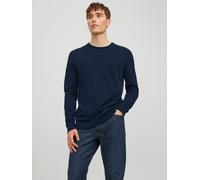 Rundhalspullover JACK & JONES "JJEBASIC mit Rundhals, ideal für Job und Freizeit", Herren, Gr. XXL, blau (navy blazer), Feinstrick, Obermaterial: 100% Baumwolle, schmal hüftlang, Rundhals, Bündchen, P