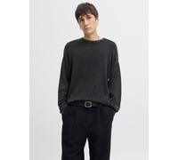 Rundhalspullover JACK & JONES "JJECHARGE FADED KNIT CREW NECK NOOS", Herren, Gr. M, schwarz, Strick, Obermaterial: 100% Baumwolle, unifarben, relaxed fit hüftbedeckend, Rundhals, Rippbündchen, Pullove