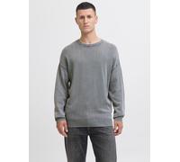 Rundhalspullover JACK & JONES "JJECHARGE FADED KNIT CREW NECK NOOS", Herren, Gr. S, castlerock, Strick, Obermaterial: 100% Baumwolle, unifarben, relaxed fit hüftbedeckend, Rundhals, Rippbündchen, Pull
