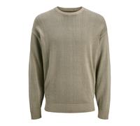 Rundhalspullover JACK & JONES "JJECHARGE FADED KNIT CREW NECK NOOS", Herren, Gr. S, silber sage, Strick, Obermaterial: 100% Baumwolle, unifarben, relaxed fit hüftbedeckend, Rundhals, Rippbündchen, Pul