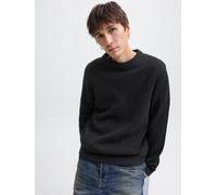 Rundhalspullover JACK & JONES "JJEDOVER KNIT CREW NECK SN", Herren, Gr. S, schwarz, Strick, Obermaterial: 42% Baumwolle, 40% Polyacryl, 18% Polyester, unifarben, regular fit normal, Rundhals, Rippstri