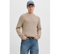 Rundhalspullover JACK & JONES "JJEDOVER KNIT CREW NECK SN", Herren, Gr. XS, gelb (moonbeam), Strick, Obermaterial: 42% Baumwolle, 40% Polyacryl, 18% Polyester, unifarben, regular fit normal, Rundhals,