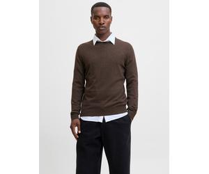 Rundhalspullover JACK & JONES "JJEEMIL KNIT CREW NECK NOOS", Damen, Gr. S, mulch detail:twist, Strick, Obermaterial: 60% Baumwolle, 20% Nylon, 20% Viskose, unifarben, regular fit normal, Rundhals, Rip