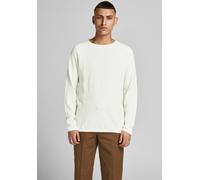 Rundhalspullover JACK & JONES "JJEHILL Einfarbiger Pullover mit angenehmem Tragegefühl", Herren, Gr. XL, weiß (sanftes weiß), Obermaterial: 100% Baumwolle, schmal, Rundhals, Bündchen, Pullover Rundhal
