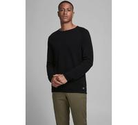 Rundhalspullover JACK & JONES "JJEHILL Einfarbiger Pullover mit angenehmem Tragegefühl", Herren, Gr. XS, schwarz, Obermaterial: 100% Baumwolle, schmal, Rundhals, Bündchen, Pullover Rundhalspullover, u