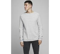 Rundhalspullover JACK & JONES "JJEHILL Einfarbiger Pullover mit angenehmem Tragegefühl", Herren, Gr. XXL, grau (light grau melange), Obermaterial: 100% Baumwolle, meliert, schmal, Rundhals, Bündchen,