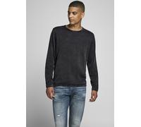 Rundhalspullover JACK & JONES "JJELEO aus pflegeleichter Baumwollqualität", Herren, Gr. XL, grau (anthrazit, grau), Obermaterial: 100% Baumwolle, schmal, Rundhals, Pullover Rundhalspullover, unifarben