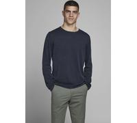Rundhalspullover JACK & JONES "JJELEO aus pflegeleichter Baumwollqualität", Herren, Gr. XS, blau (navy), Obermaterial: 100% Baumwolle, schmal, Rundhals, Pullover, unifarben, modisch, schmal, Baumwolle