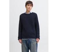 Rundhalspullover JACK & JONES "JJPANNEL KNIT CREW NECK AW25", Herren, Gr. M, blau (sky captain), Strick, Obermaterial: 58% Polyacryl, 42% Baumwolle, unifarben, relaxed fit normal, Rundhals, Pullover R