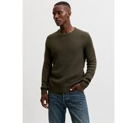 Rundhalspullover JACK & JONES "JJPANNEL KNIT CREW NECK AW26", Herren, Gr. M, grün (rosin), Strick, Obermaterial: 58% Polyacryl, 42% Baumwolle, unifarben, regular fit normal, Rundhals, Bündchen, Pullov