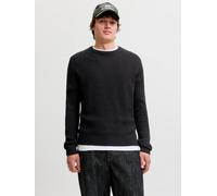 Rundhalspullover JACK & JONES "JJPANNEL KNIT CREW NECK AW26", Herren, Gr. M, schwarz, Strick, Obermaterial: 58% Polyacryl, 42% Baumwolle, unifarben, regular fit normal, Rundhals, Bündchen, Pullover Ru
