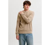 Rundhalspullover JACK & JONES "JJPANNEL KNIT CREW NECK AW26", Herren, Gr. XL, beige (crockery), Strick, Obermaterial: 58% Polyacryl, 42% Baumwolle, unifarben, regular fit normal, Rundhals, Bündchen, P