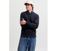 Rundhalspullover JACK & JONES "JJPANNEL KNIT CREW NECK AW26", Herren, Gr. XL, blau (navy blazer), Strick, Obermaterial: 58% Polyacryl, 42% Baumwolle, unifarben, regular fit normal, Rundhals, Bündchen,
