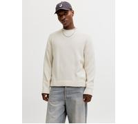 Rundhalspullover JACK & JONES "JORNORREBRO CATSKILLS KNIT CREW NECK SN", Herren, Gr. M, sea salt, Strick, Obermaterial: 59% Polyester, 41% Baumwolle, unifarben, normal, Rundhals, Pullover Rundhalspull