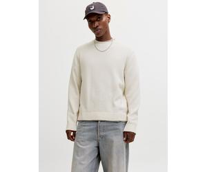 Rundhalspullover JACK & JONES "JORNORREBRO CATSKILLS KNIT CREW NECK SN", Herren, Gr. M, sea salt, Strick, Obermaterial: 59% Polyester, 41% Baumwolle, unifarben, normal, Rundhals, Pullover Rundhalspull
