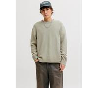 Rundhalspullover JACK & JONES "JORNORREBRO CATSKILLS KNIT CREW NECK SN", Herren, Gr. S, beige (seagrass), Strick, Obermaterial: 59% Polyester, 41% Baumwolle, unifarben, normal, Rundhals, Pullover Rund