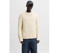 Rundhalspullover JACK & JONES "JORSALAMANCO KNIT CREW NECK", Herren, Gr. S, feather gray, Strick, Obermaterial: 69% Polyacryl, 23% Polyester, 8% Polyamid, unifarben, regular fit normal, Rundhals, Bünd