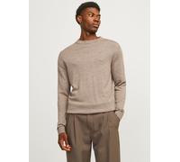 Rundhalspullover JACK & JONES "JPRBLAMARK MERINO KNIT CREW NECK LN", Herren, Gr. XS, beige (greige detail:melange), Strick, Obermaterial: 100% Wolle, meliert, normal normal, Rundhals, Bündchen, Pullov