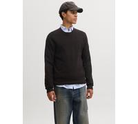 Rundhalspullover JACK & JONES "JPRBLURILEY KNIT CREW NECK LS SN", Herren, Gr. M, braun (ganache detail:twist), Strick, Obermaterial: 100% Baumwolle, meliert, regular fit normal, Rundhals, Bündchen, Pu