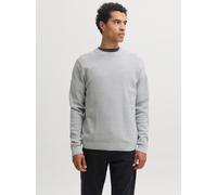 Rundhalspullover JACK & JONES "JPRBLURILEY KNIT CREW NECK LS SN", Herren, Gr. XL, grau (light grau melange), Strick, Obermaterial: 100% Baumwolle, meliert, regular fit normal, Rundhals, Bündchen, Pull