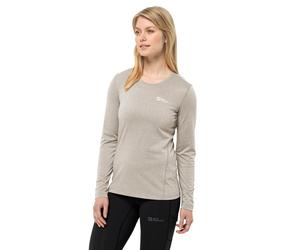 Rundhalspullover JACK WOLFSKIN "SKY THERMAL L/S W", Damen, Gr. XXL (48), palesand, Obermaterial: 100% Polyester, Pullover Rundhalspullover (74803703-XXL) palesand