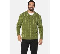 Rundhalspullover JAN VANDERSTORM "Pullover AKSELHEIM", Herren, Gr. 4XL, grün (grün gemustert), Obermaterial: 100% Baumwolle CO., Pullover Rundhalspullover (63375021-4XL) grün gemustert