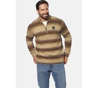 Rundhalspullover JAN VANDERSTORM "Pullover AKSELSTAD", Herren, Gr. XL, grün (braun gestreift), Obermaterial: 51% Polyacryl PAN. 40% Polyamid ECONYL PA ECONYL. 9% Wolle mw., Pullover Rundhalspullover (