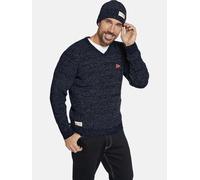 Rundhalspullover JAN VANDERSTORM "Pullover mit Mütze RONAI", Herren, Gr. XXL, rot (dunkelblau melange), Obermaterial: 84% Polyester COOLMAX PES(Coolmax). 16% Baumwolle CO., Pullover Rundhalspullover (