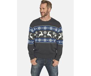 Rundhalspullover JAN VANDERSTORM "Pullover TORE", Herren, Gr. XXXL, grau (grau gemustert), Obermaterial: 50% Baumwolle CO. 50% Polyacryl PAN., gemustert, normal, Rundhals, Pullover Rundhalspullover (3