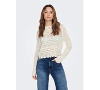Rundhalspullover JDY "JDYSUN LAY L/S BOATNECK PULLOV. KNT NOOS", Damen, Gr. XXL, eggnog, Strick, Obermaterial: 100% Polyacryl, unifarben, regular fit normal, Rundhals, Pullover Rundhalspullover (62589