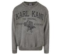 Rundhalspullover KARL KANI "Karl Kani Karl Kani Kani Street Academy OS Crew", Herren, Gr. XXL, grau (anthrazit), 65% Baumwolle, 35% Polyester, mehrfarbig, oversize, Rundhals, Pullover Rundhalspullover