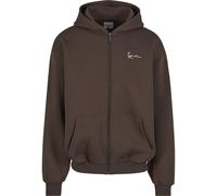 Rundhalspullover KARL KANI "Karl Kani Small Signature Essential OS Zip Hoodie", Herren, Gr. S, braun (schwarz braun), 65% Baumwolle, 35% Polyester, mehrfarbig, normal, ohne Ausschnitt, Pullover Rundha