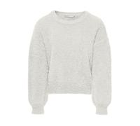 Rundhalspullover KIDS ONLY "KOGNEWPIUMO L/S PULLOVER KNT NOOS", Kinder, Gr. 122/128, weiß (cloud dancer), Strick, Obermaterial: 70% Nylon, 30% Polyacryl, unifarben, regular fit normal, Rundhals, Bündc