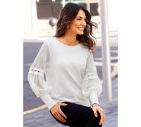 Rundhalspullover LADY "Feinstrick-Pullover", Damen, Gr. 40, ecru, 70% Viskose, 30% Polyamid, Ärmel:100% Polyester, unifarben, Pullover Rundhalspullover (17159529-40) ecru