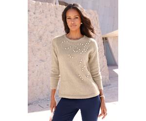 Rundhalspullover LADY "Rundhals-Pullover", Damen, Gr. 50, beige (sand), 65% Polyacryl, 25% Polyamid, 10% Wolle, unifarben, Pullover Rundhalspullover (15812765-50) sand