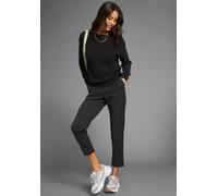 Rundhalspullover LAURA SCOTT "CIRCULAR COLLECTION-GOTS zertifiziert", Damen, Gr. 40/42, schwarz, Feinstrick, Obermaterial: 100% Baumwolle, unifarben, Basic, figurumspielend hüftlang, Rundhals, Rippstr