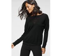 Rundhalspullover LAURA SCOTT, Damen, Gr. 34, schwarz (schwarz (aus nachhaltigem material)), Feinstrick, Obermaterial: 50% Viskose, 26% Polyamid, 24% Polyester, leicht durchscheinend, leicht transparen