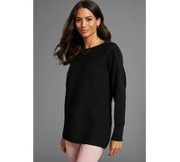 Rundhalspullover LAURA SCOTT, Damen, Gr. 36/38, schwarz, Strick, Obermaterial: 70% Baumwolle, 30% Polyamid, unifarben, Basic, oversize hüftbedeckend, Rundhals, Rippstrickbündchen, Pullover Rundhalspul