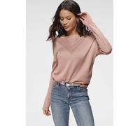 Rundhalspullover LAURA SCOTT, Damen, Gr. 38, rosa (altrosa), Feinstrick, Obermaterial: 50% Viskose, 28% Polyester, 22% Polyamid, leicht durchscheinend, unifarben, lässig geschnitten hüftlang, Rundhals