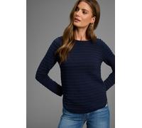 Rundhalspullover LAURA SCOTT, Damen, Gr. 44/46, blau mélange, Feinstrick, Obermaterial: 100% Baumwolle, unifarben, figurumspielend hüftbedeckend, Rundhals, Raglanärmel, Pullover Rundhalspullover, leic