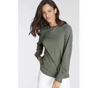 Rundhalspullover LAURA SCOTT, Damen, Gr. 46, grün (lindgrün), Feinstrick, Obermaterial: 50% Viskose, 28% Polyester, 22% Polyamid, clean, unifarben, figurumspielend hüftlang, Rundhals, Raglanärmel,mit 