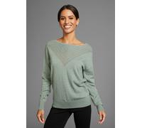 Rundhalspullover LAURA SCOTT, Damen, Gr. 48, grün (salbei), Feinstrick, Obermaterial: 50% Viskose, 26% Polyamid, 24% Polyester, unifarben, lässig geschnitten hüftlang, Rundhals, Bündchen, Pullover Run