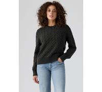 Rundhalspullover LEVI'S "BOYFRIEND CREW PU", Damen, Gr. M (38), garment dyed pirate, Strick, Obermaterial: 100% Baumwolle, Zopfmuster, normal hüftlang, Rundhals, Strickbund, Pullover Rundhalspullover,